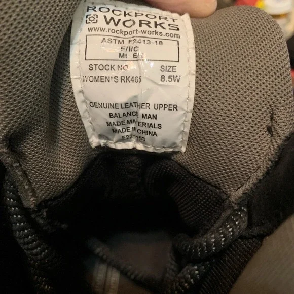 Rockport Works Women's Black Leather Steel Toe Safety Work Boots RK465 Sz 8.5 W - Picture 12 of 13